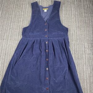 Vintage Bryn Connelly Navy Blue Corduroy Button-Down Dress